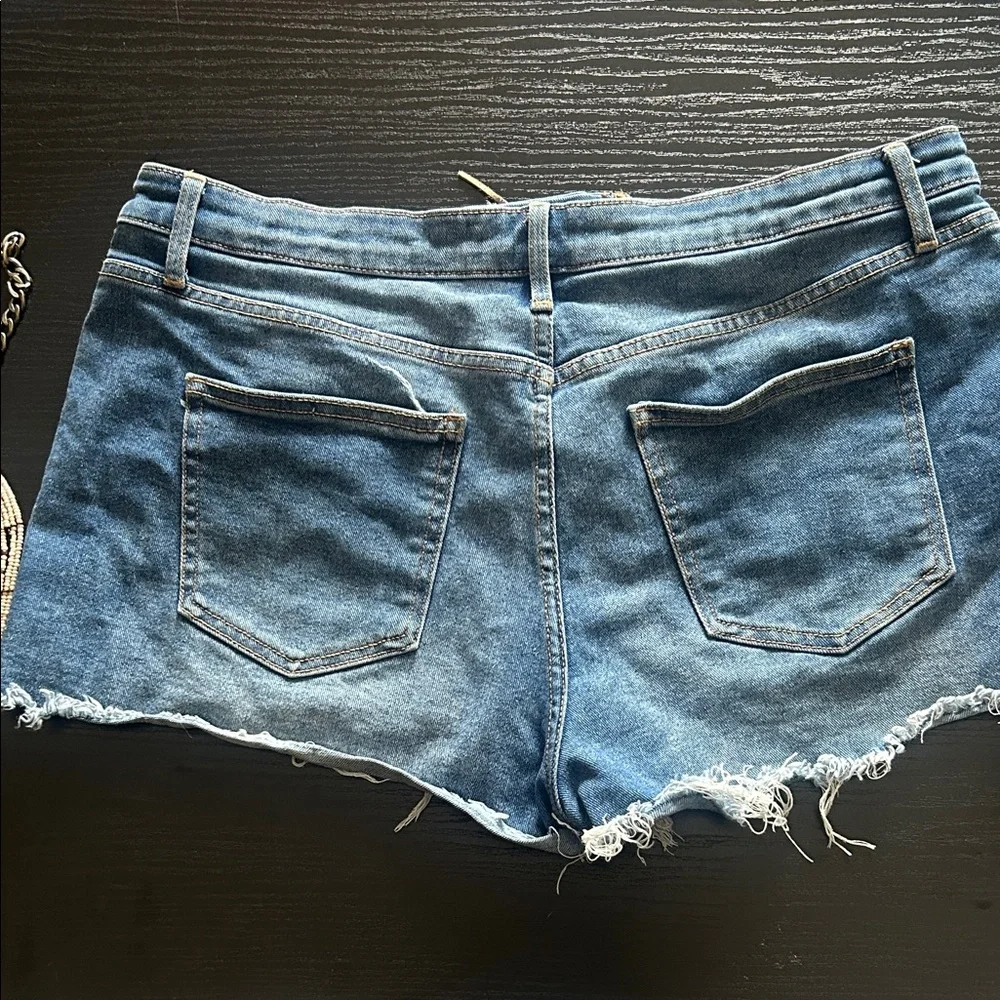 No Boundaries Blue Lace-Up Jean Shorts